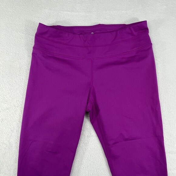 Athleta M Purple Cropped Adjustable Elastic Draw Chord Leggings Pocket Lycra - Picture 9 of 10